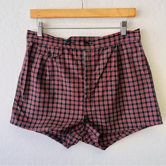 Vintage 1950’s Pilgrim Sears Red Plaid Swim Trunks Medium - Picture 1 of 8